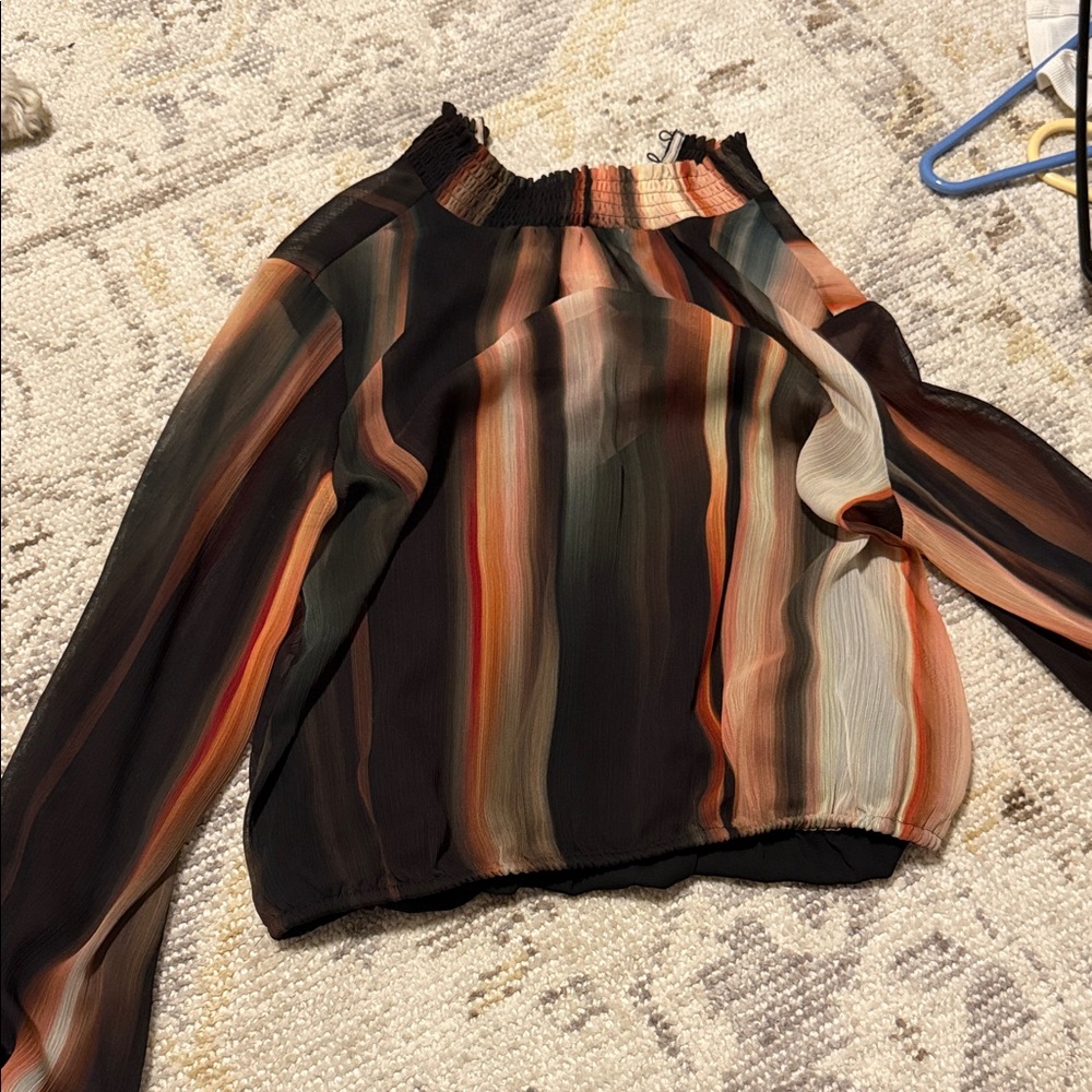 Express Black and Orange Striped Blouse